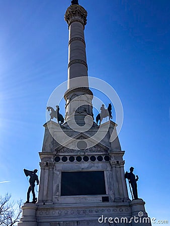 Soldiers and Sailors Monument outside Iowa capitol building Editorial Stock Photo