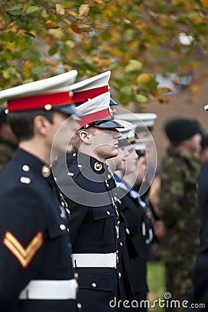 Soldiers stand to atention at the rememberance Editorial Stock Photo