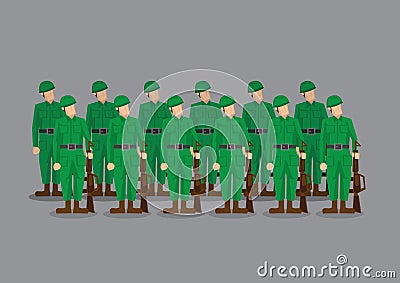 Soldiers Standing at Attention Vector Illustration Vector Illustration