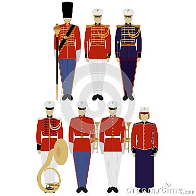 Soldiers of the US Army musicians Vector Illustration