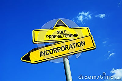 Sole proprietorship vs Incorporation Stock Photo