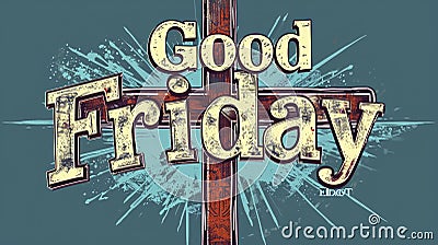 Solemn Commemoration of the Crucifixion on Good Friday with Vibrant Illustration of Jesus on the Cross. Stock Photo