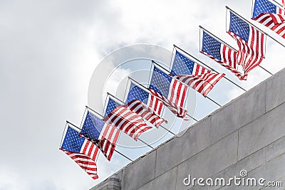 Solemn flags of the USA Stock Photo