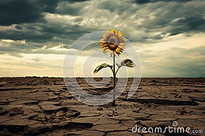 Solemn Lonely sunflower. Generate Ai Stock Photo