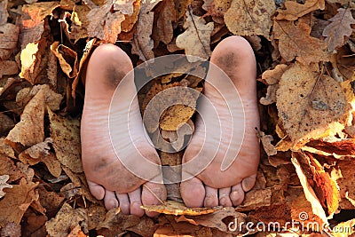 Soles of bare feet Stock Photo