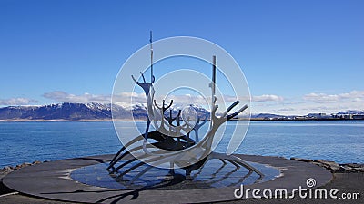 Solfar, Sun voyager sculpter in Reykjavik Editorial Stock Photo