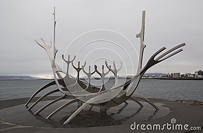Solfar - Sun Voyager - sculpture of Rejkjavik Editorial Stock Photo