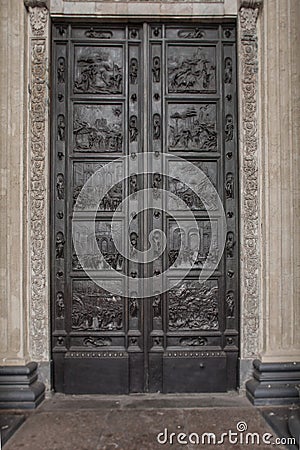 Solid brass antique door Stock Photo