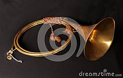 A solid Brass military bugle 19th century, Stock Photo