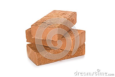 Solid clay bricks used for construction,Old red brick isolated o Stock Photo