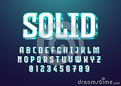Solid 3d bold metallic font style. Set of alphabet and number for typography effect Modern look gaming style Stock Photo