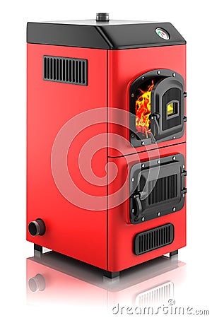 Solid fuel boiler. Stock Photo