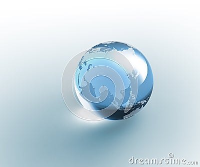 Solid glass globe Earth transparent Stock Photo