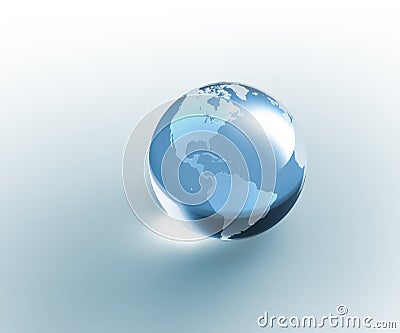 Solid glass globe Earth transparent Stock Photo