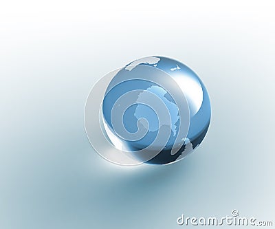 Solid glass globe Earth transparent Stock Photo