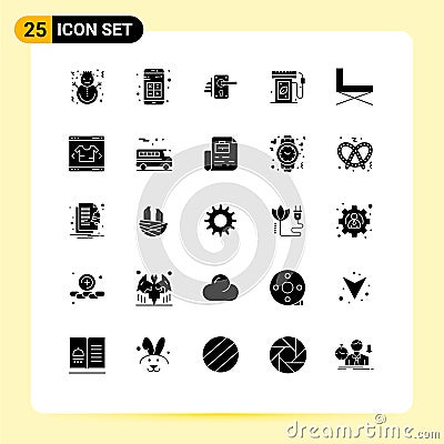 25 Solid Glyph concept for Websites Mobile and Apps energy, earth day, calculator, home, handle Vector Illustration