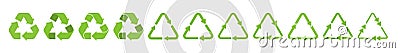 Solid green recycle triangle arrow symbols set Vector Illustration
