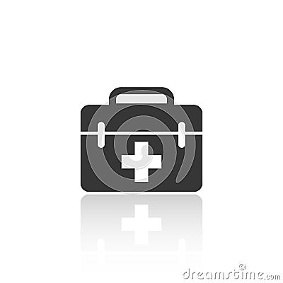 Solid icons for First aid kit and shadow,vector illustrations Vector Illustration