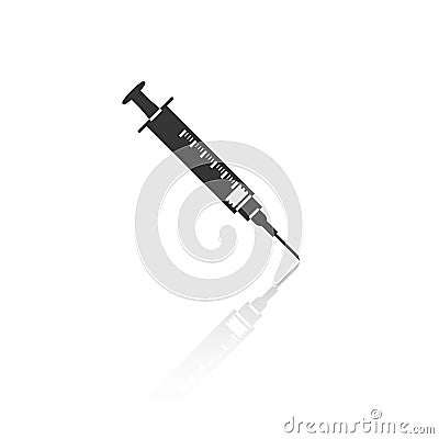 Solid icons for Syringe and shadow,vector illustrations,isolated on white Vector Illustration