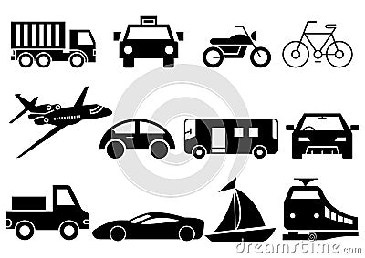 Solid icons transportation Vector Illustration