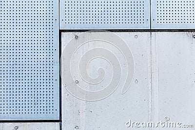 Solid metal steel panel mix with concrete wall Stock Photo