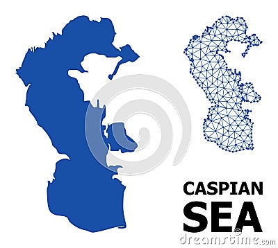 Solid and Network Map of Caspian Sea Vector Illustration