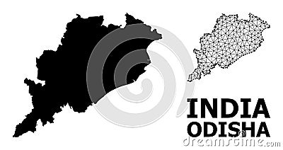 Solid and Network Map of Odisha State Vector Illustration