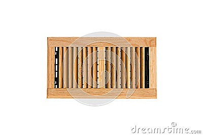 Solid Oak Wall and Ceiling Register Stock Photo