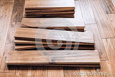 Solid oak wood flooring Stock Photo