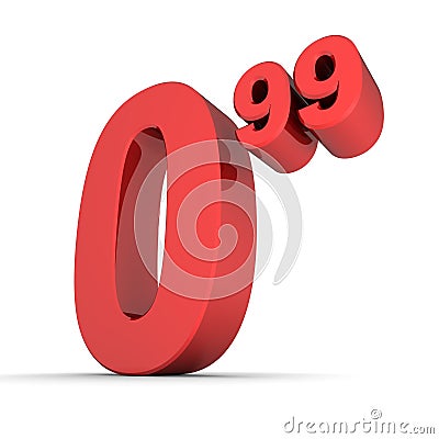 Solid Price Tag Number 0.99 - Shiny Red Stock Photo