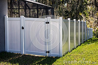 Solid Privacy Vinyl Fence Stock Photo