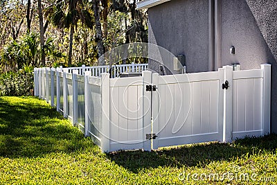 Solid Privacy Vinyl Fence Stock Photo