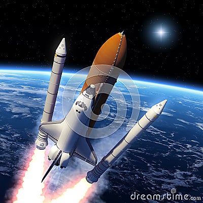Solid Rocket Buster Detached. Stock Photo