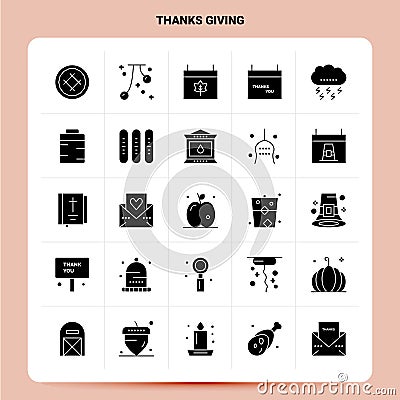 Solid 25 Thanks Giving Icon set. Vector Glyph Style Design Black Icons Set. Web and Mobile Business ideas design Vector Vector Illustration