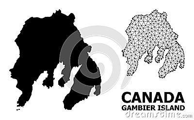Solid and Wire Frame Map of Gambier Island Vector Illustration