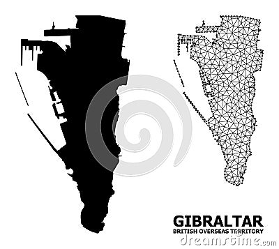 Solid and Wire Frame Map of Gibraltar Vector Illustration