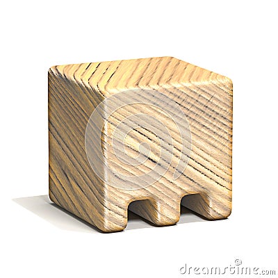 Solid wooden cube font Letter M 3D Cartoon Illustration