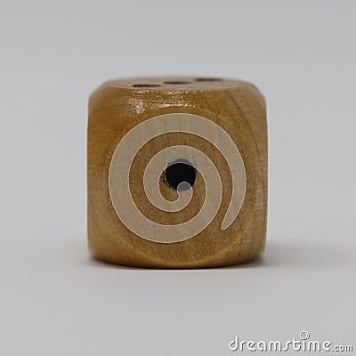 Real Wooden Die 1 spot Stock Photo