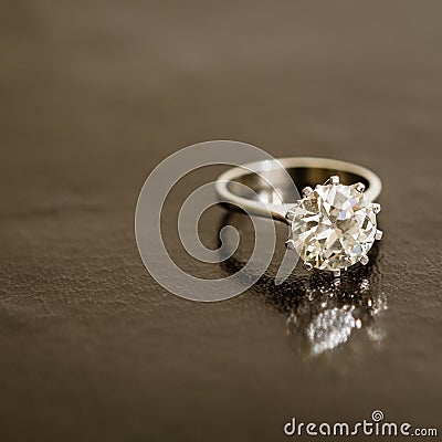 Solitair brilliant diamond on gold ring Stock Photo