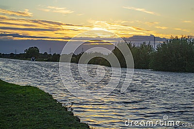 Solitary boat on the Aire and Calder canal Stock Photo