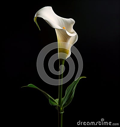 Sculptural calla lily against dark background Stock Photo