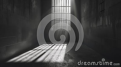 Solitary Confinement Cell Casting Shadows of Isolation Stock Photo