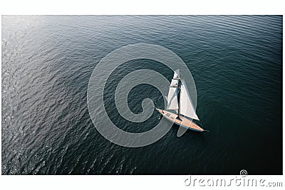 A solitary sailboat on a still lake Stock Photo