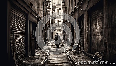 Solitude in the city a young adult walking alone generated by AI Stock Photo