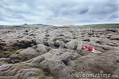 Solitude concept, lonely depressed woman, artistic image Stock Photo