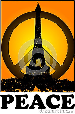 Peace and solidarity for Paris with sunset vintage Paris, france Stock Photo