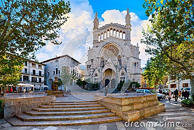 Roman cathedral in the city of Soller, Mallorca Editorial Stock Photo