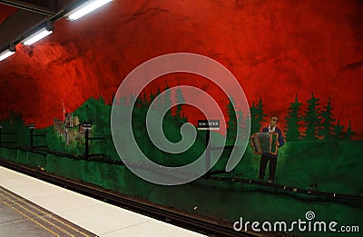 Solna centrum Station of the Subway in Stockholm Editorial Stock Photo