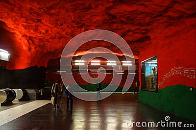 Solna centrum Station of the Subway in Stockholm Editorial Stock Photo