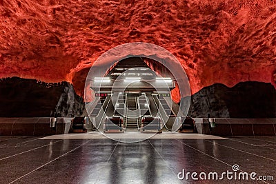 Solna Centrum, Stockholm Metro, Stockholm, Sweden Editorial Stock Photo